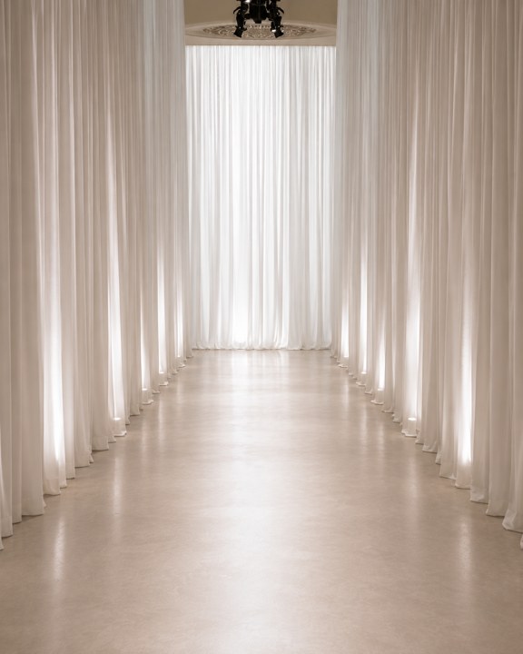The Runway set with sheer drapes at Rhumb Studio
